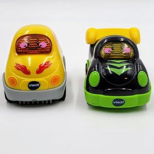 Vtech Go! Go! Smart Wheels Vehicles Lot Of 2 Yellow Car Black Race Car Tested